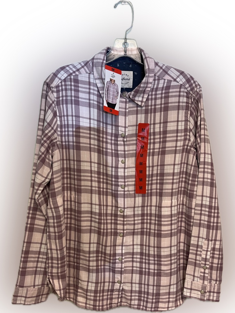 Jachs Girlfriend Women's Plaid Button-Down Flannel - Purple and Pink